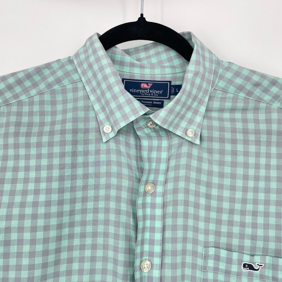 Vineyard Vines Mens Blue Gingham Long Sleeve Classic Button-up Shirt Large - Picture 4 of 11